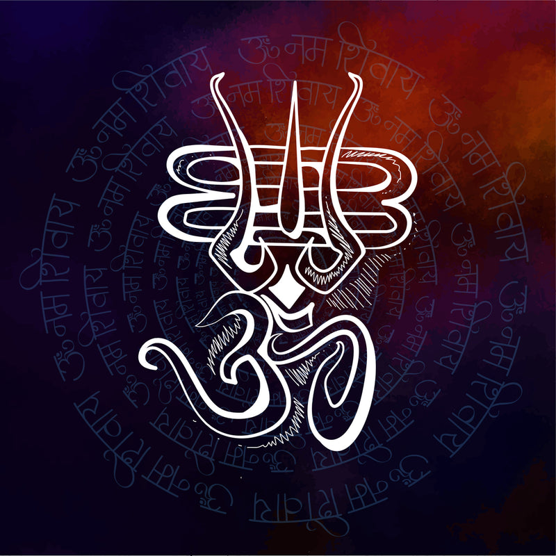 Om With Shiv Trishul Self Adhesive Sticker Poster
