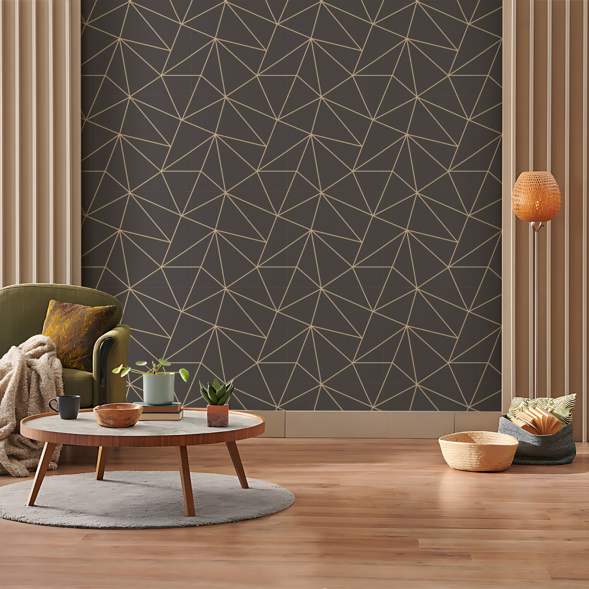 Omega Yellow line Geometric Wallpaper