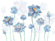 Lotus On White Background Painting Self Adhesive Sticker For Wardrobe