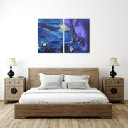 Full Moon Blue Night Buddha, Set Of 2