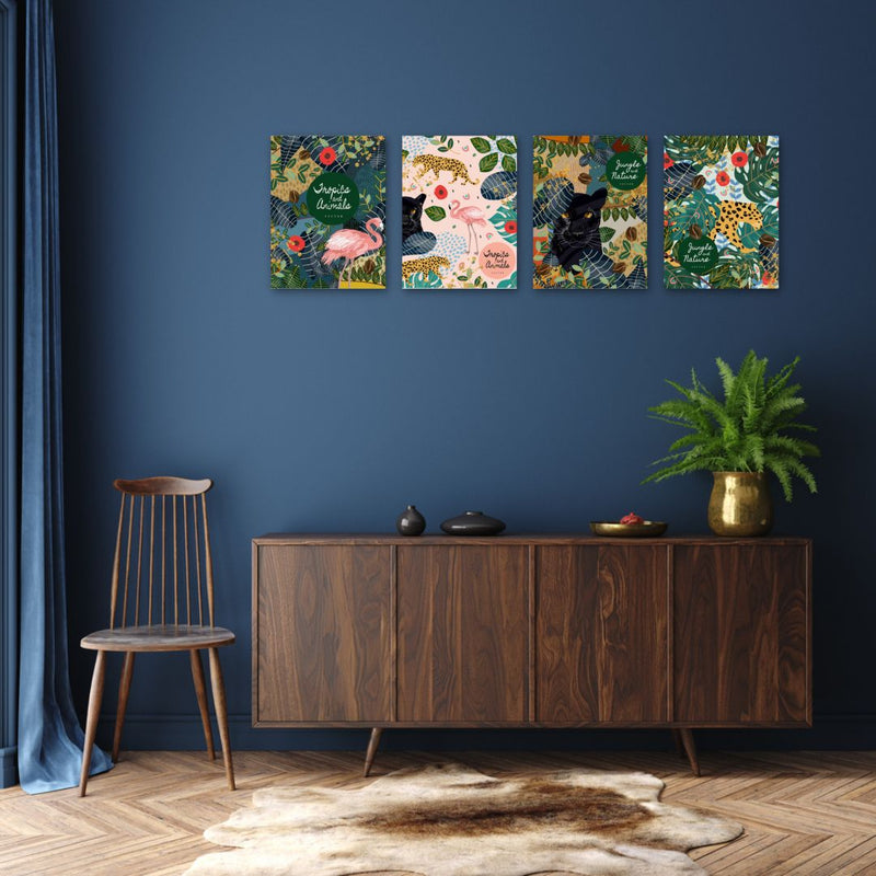 Animals In Forest Art 2, Set Of 4