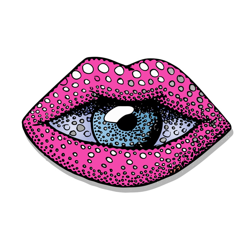Pink Lips Self Adhesive Sticker Poster