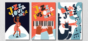 Blue Jazz Funky Wall Art, Set Of 3