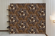 Brown 3D Floer Pattern Self Adhesive Sticker For Wardrobe