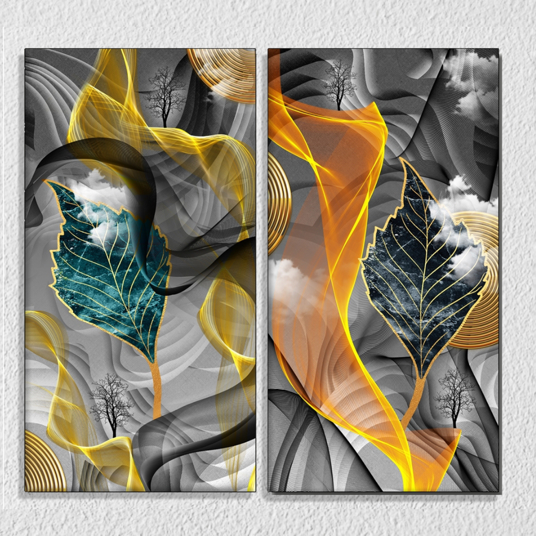 Turquoise Tree Leaves, Set Of 2