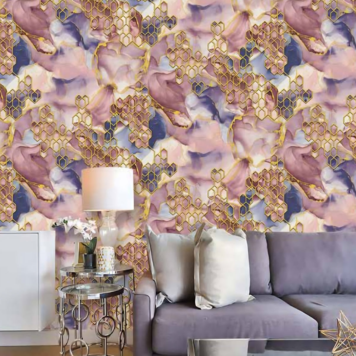 Shine 2 Floral Honey Comb Wallpaper