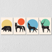 Black Silhouette Animal Art, Set Of 4
