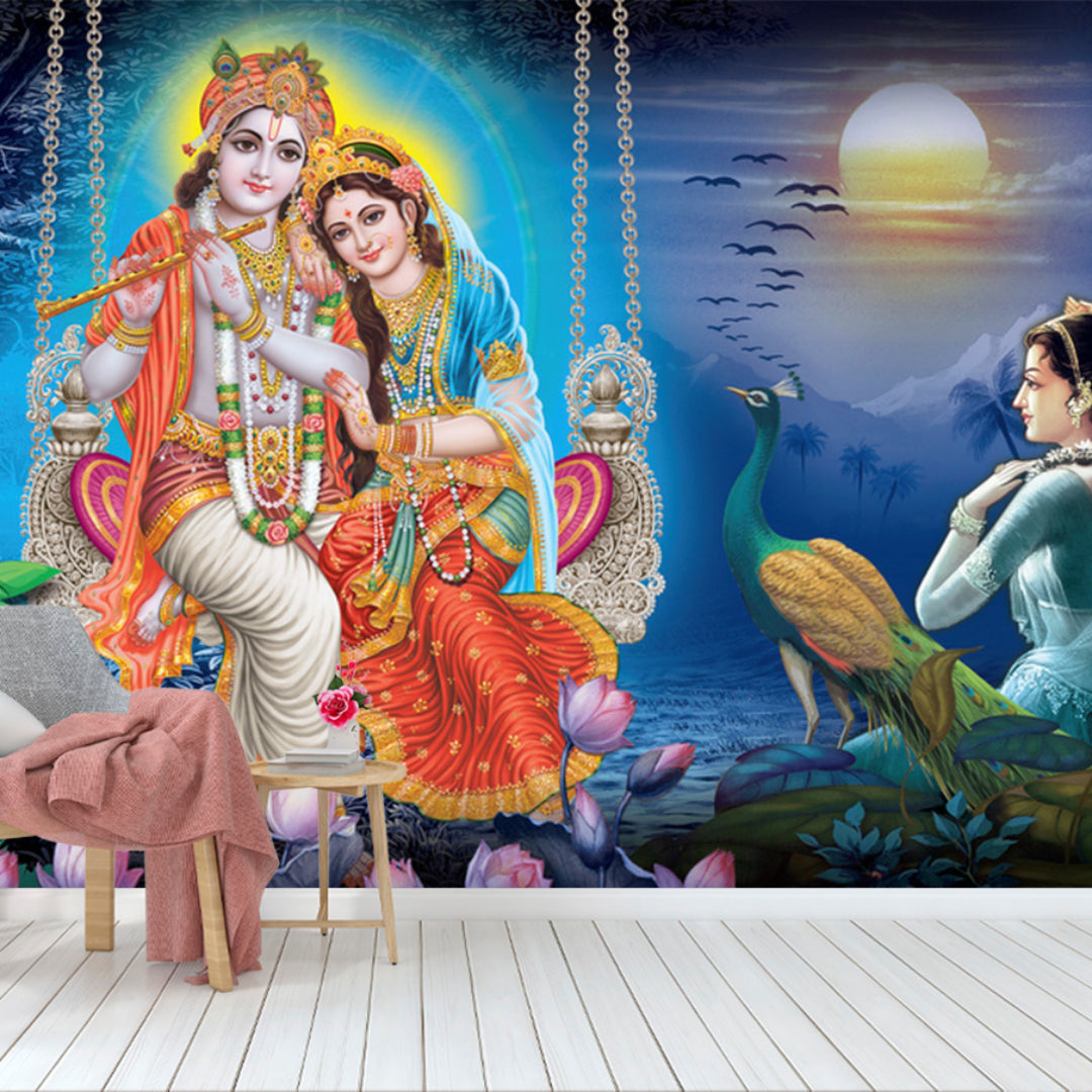Kanha Radha Jhula Wallpaper