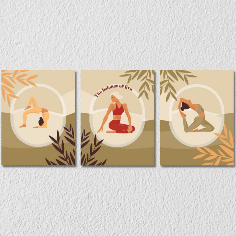 Yoga Wall Art, Set Of 3