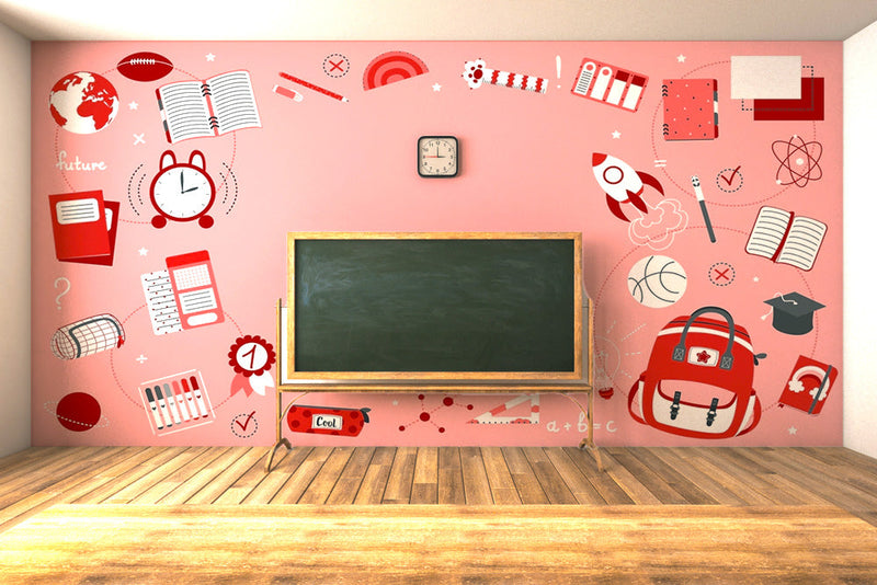 Doodles Pink School Wallpaper