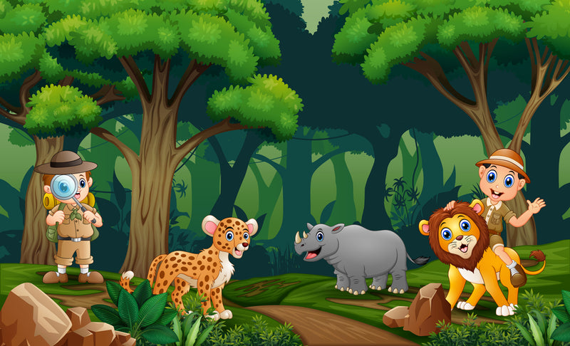 Jungle Safari School Wallpaper