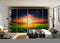 Sunset In Green Land Painting Self Adhesive Sticker For Wardrobe