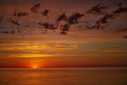 Sunset In Orange Ocean Painting Self Adhesive Sticker For Wardrobe