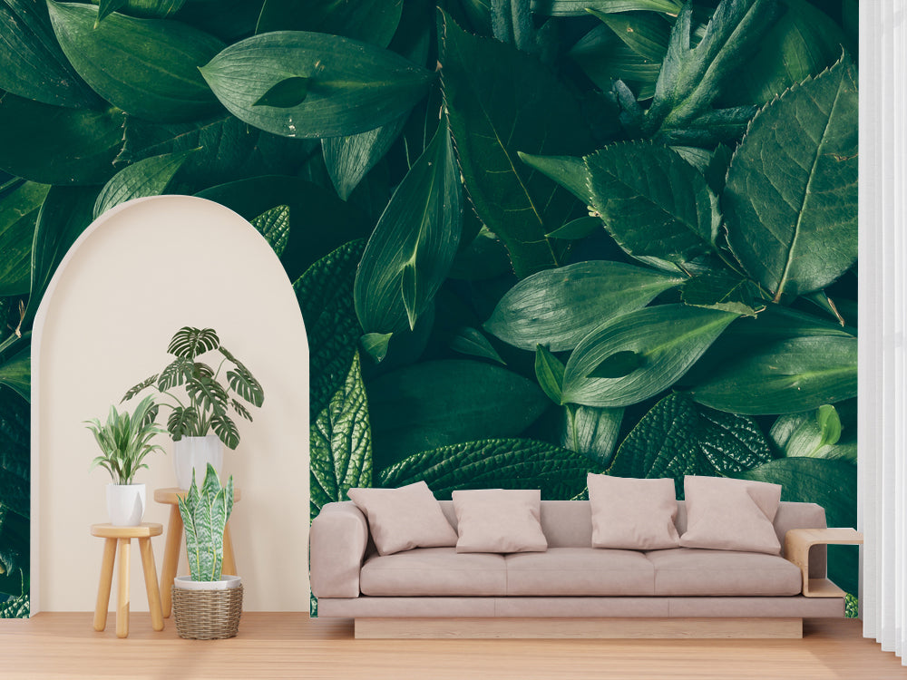 Green Leaves Bunch Customized Wallpaper