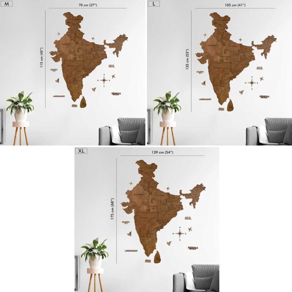 3D Wooden Indian Map Chestnut