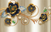 3D Golden Floral Customize Wallpaper