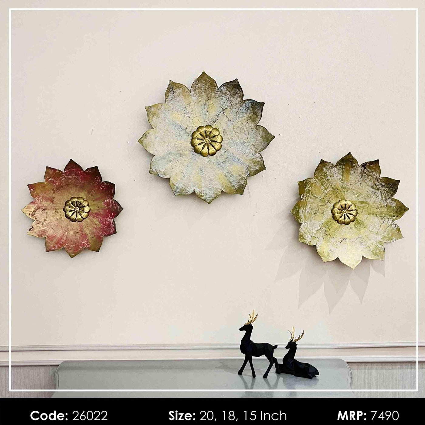 Floral Metal Wall Art, Set Of 3