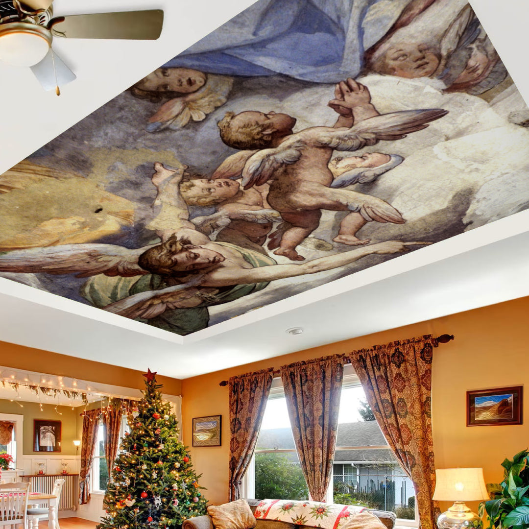 Ceiling Design Angel Angel Cloud Ceiling Wallpaper β Myindianthings