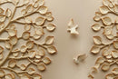 Golden Leafs With Birds Self Adhesive Sticker For Door