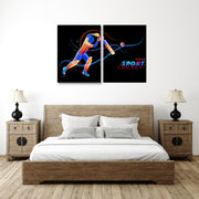 Cricket Batsman Wall Art, Set Of 2