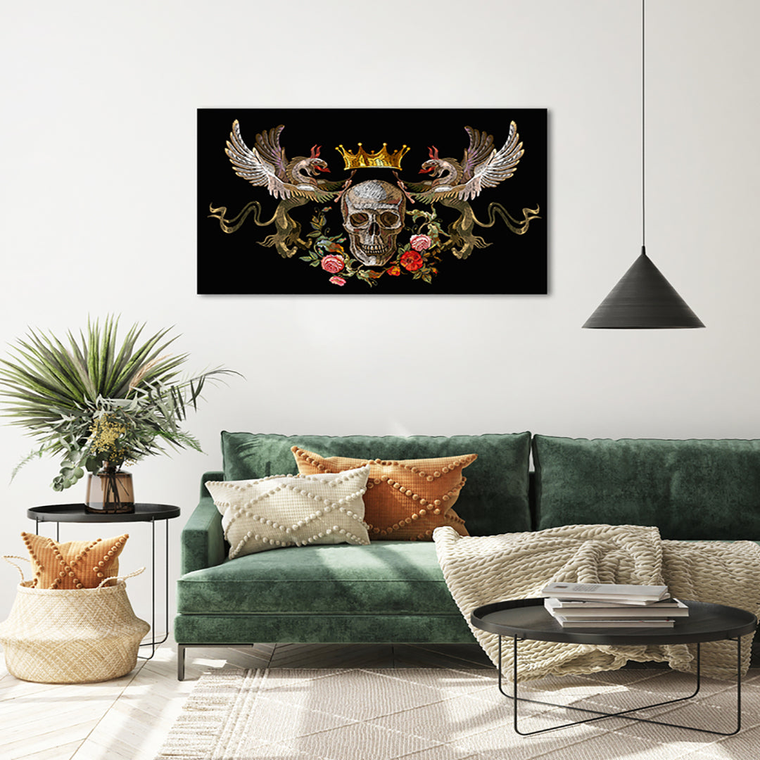 Floral Skull Dragon Sticker