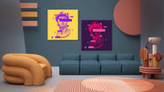 Yellow Pink Aesthetic Statue Art, Set Of 2