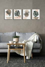 Aesthetic Leaf Art, Set Of 4