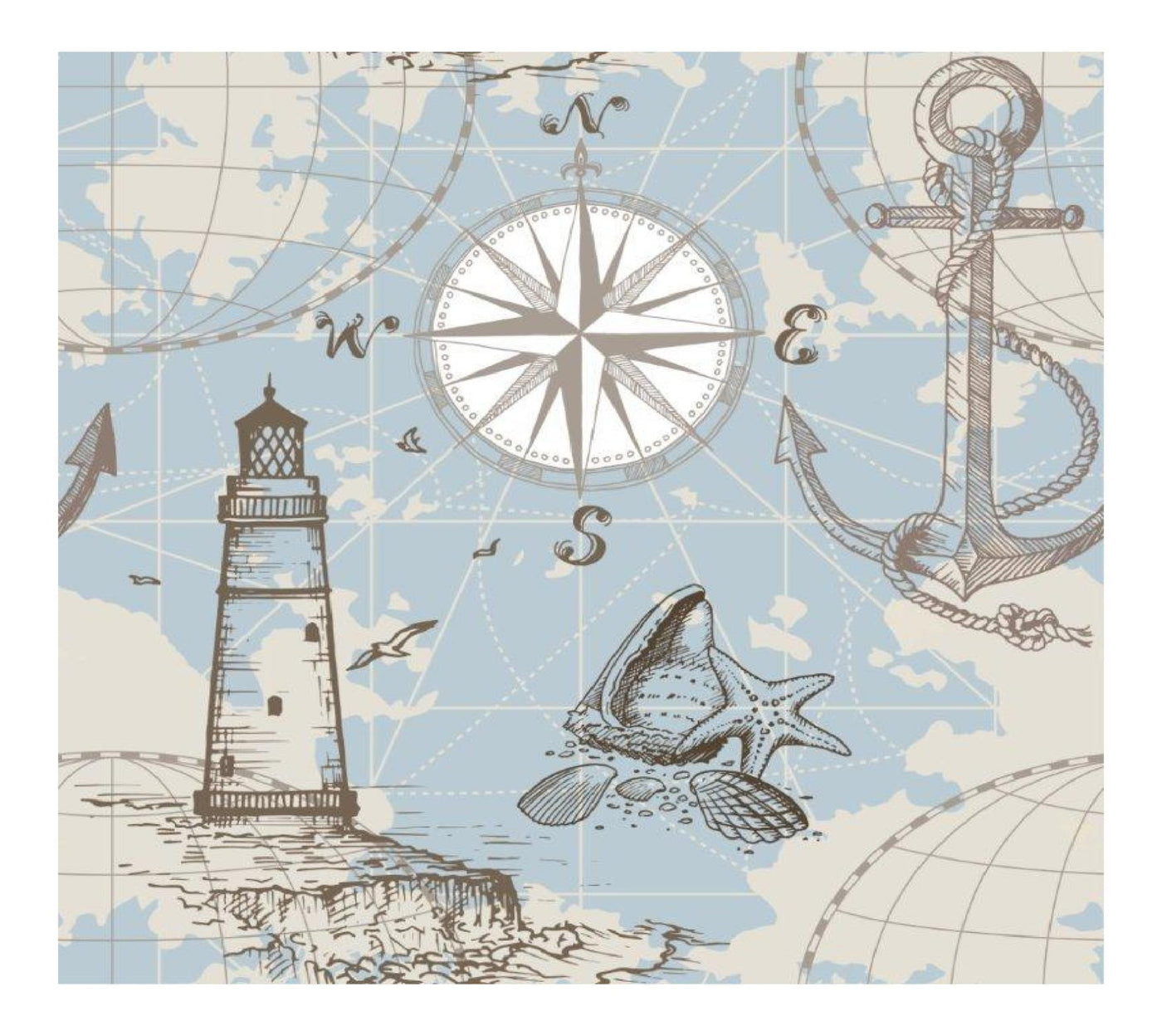 Retro Nautical Art Wallpaper