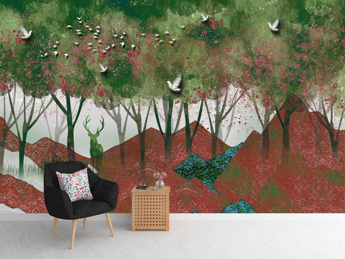Forest Look Drawing Wallpaper