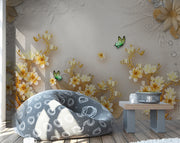 3D Golden Flowers Customised wallpaper for wall