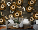 Brown Round Disk 3D Customised wallpaper for wall