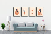 Peach And Woman Wall Art, Set Of 3
