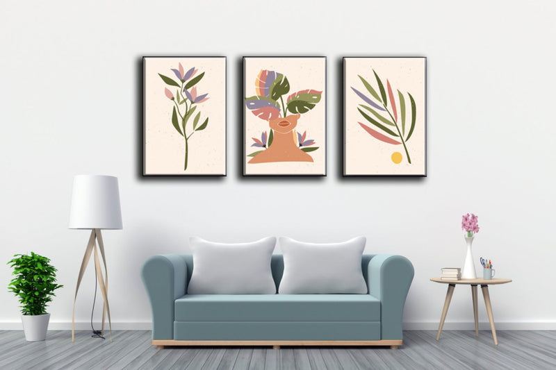 Abstract Leaves Of Colour Art, Set Of 3