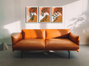 Leaves On Beige and Brown Art, Set Of 3