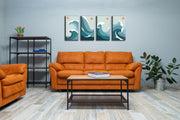 Colour Block Sea Waves Wall Art, set Of 4