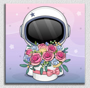 Kid Astronaut And Flowers Art
