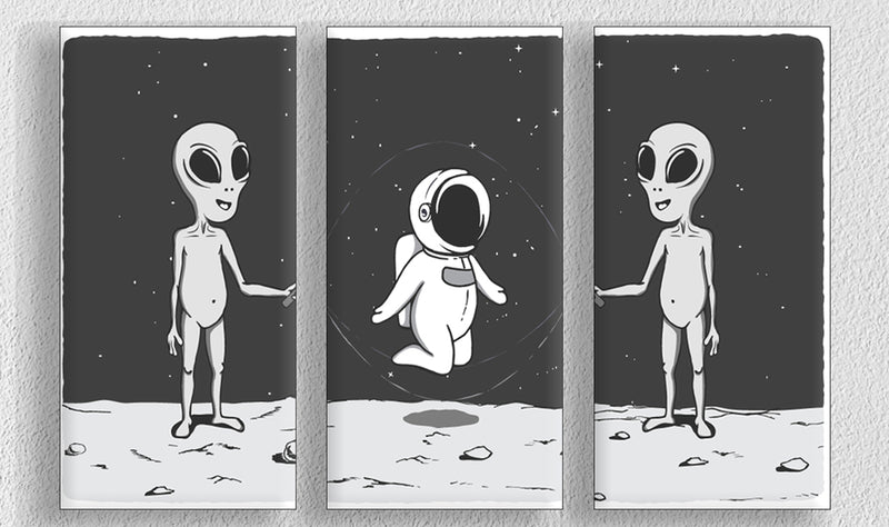 Astronaut Aliens Playing, Set Of 3