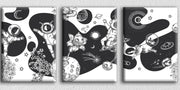 Astronaut Planet Grey Art, Set Of 3
