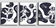 Astronaut Skating Art, Set Of 3