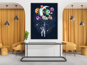Astronaut Crescent Moon Art