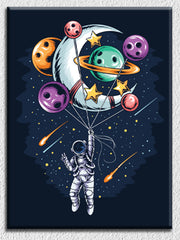 Astronaut Crescent Moon Art