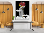 Astronaut Red Flower Head Art