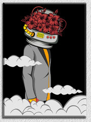 Astronaut Red Flower Head Art