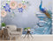 Beautiful Blue Peacock With Colourful Flowers wall coverings