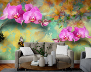 Pink and Orange Flowers Customised Wallpaper for wall