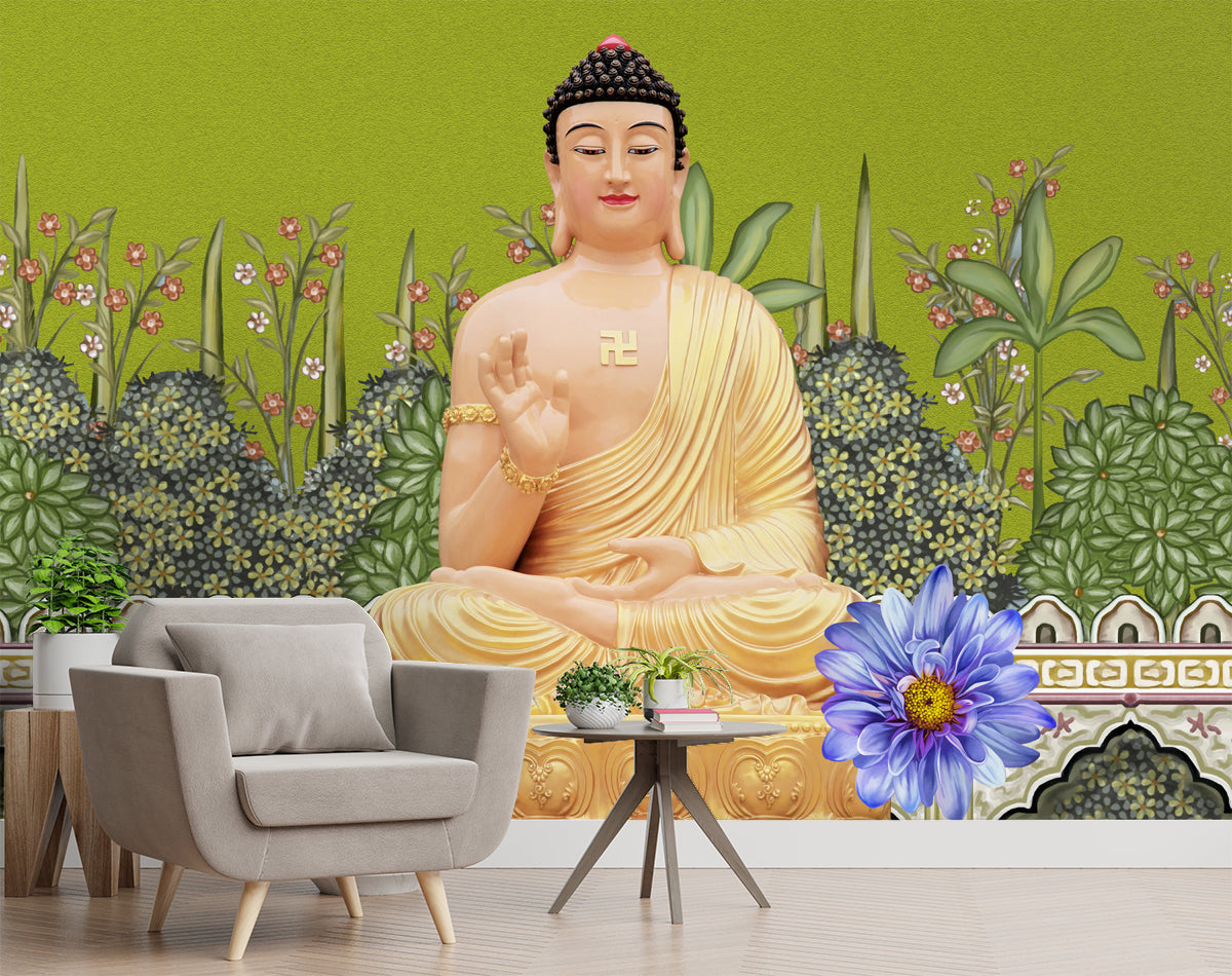 3D Lord Buddha Customised Wallpaper – Myindianthings