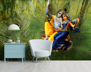 Radha Krishna On Swing wallpaper for wall