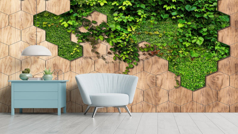 Green Grass and Wooden Blocks wall coverings