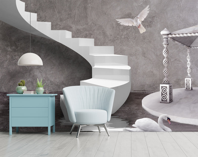 White Stairs, Pigeon, Swan wall coverings