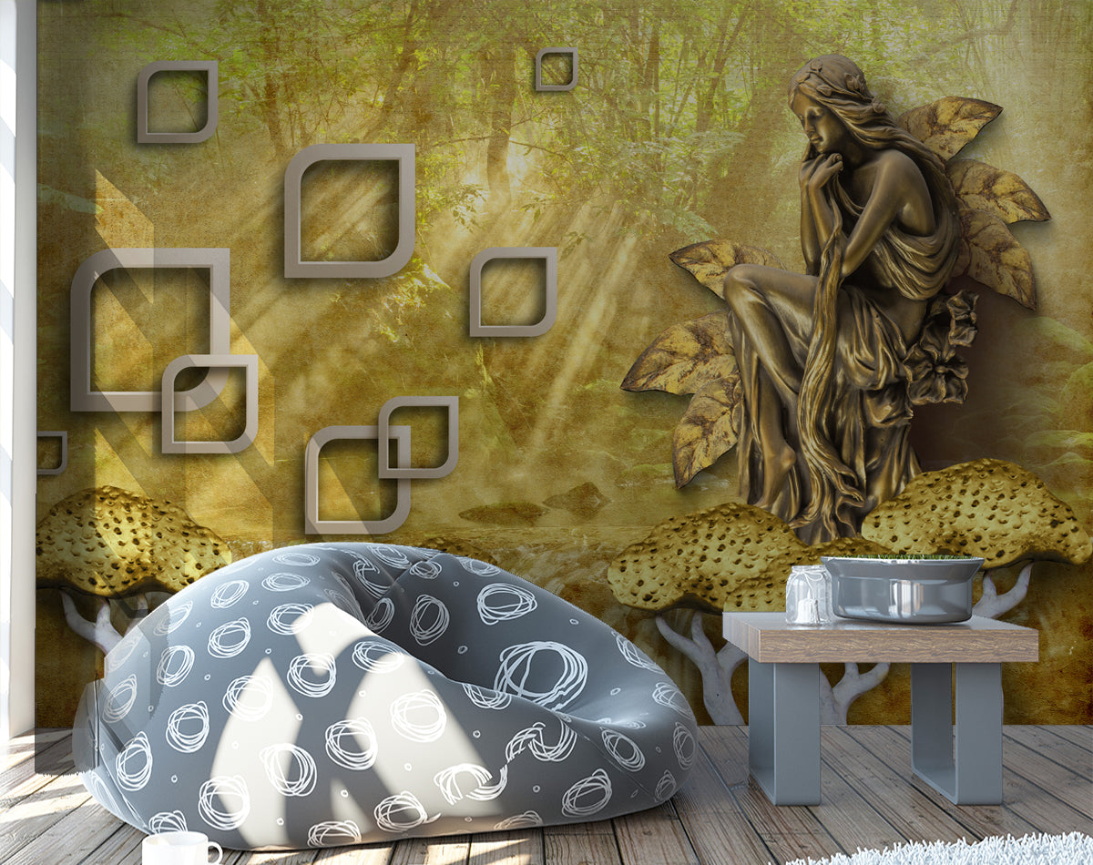 Bronze Sculpture Lady Customise Wallpaper wall coverings